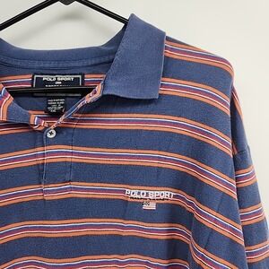 Polo Sport Ralph Lauren Shirt Mens 2XL Short Sleeve Polo Sportsman Cotton Stripe